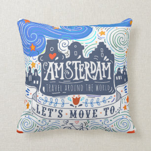 Coussin Déplaçons-nous à Amsterdam