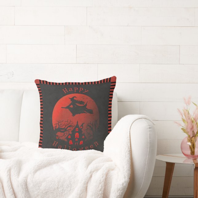 Coussin Déplaisant Halloween Scene Witch & Haunted House T (Canapé)
