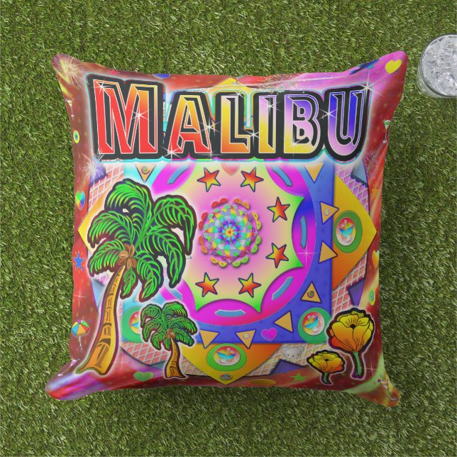 Coussin des amis tropicaux de Malibu (Herbe)