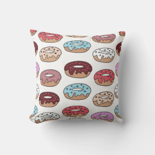 Coussin Des beignets multicolores dessinés à la main san