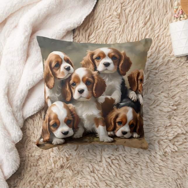 Coussin Des Chiots Espagnols Cavaliers Juste Pour Mignonne (Couverture)