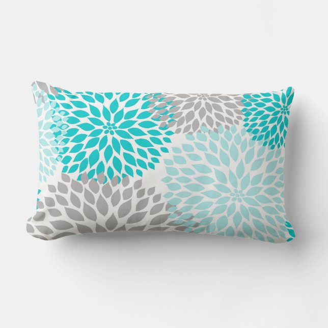 coussin des Filles de Dahlias à gris bleu turquois (Recto)