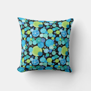 Coussin Des lunes bleues irrégulières sur le Motif noir