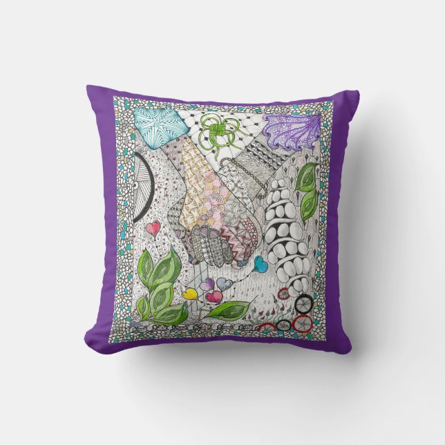 Coussin des mains sur les coeurs (Recto)