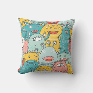 Coussin Des monstres mignons de style boho, sans soudure.