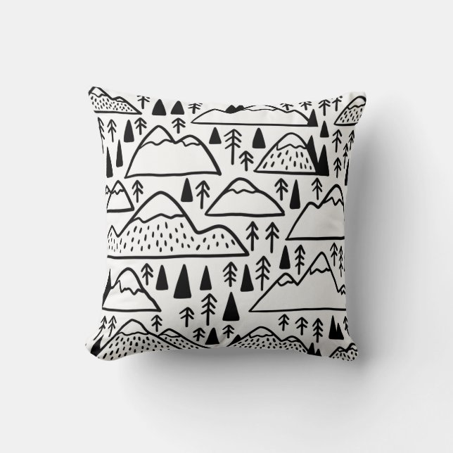 Coussin Des montagnes dessinées à la main. collection avec (Recto)