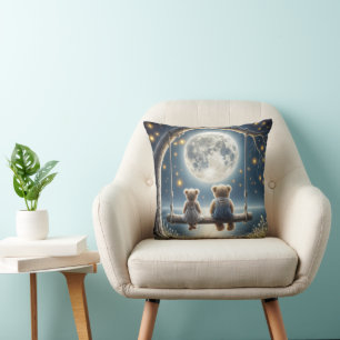 Coussin Des nounours sur une aile au clair de lune