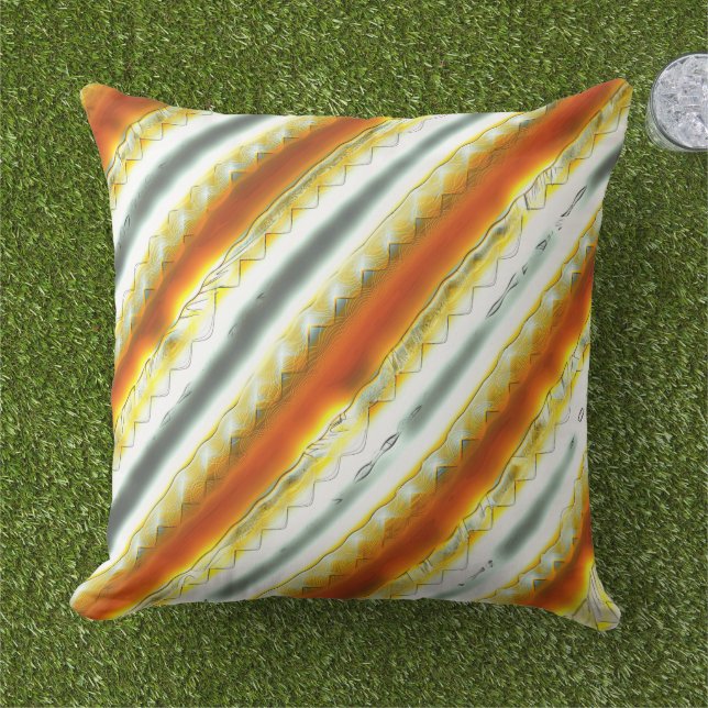 Coussin Des rayures abstraites scandaleuses en orange et g (Herbe)
