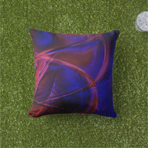 Coussin Des traits courbés sur une croûte bleue et rouge s