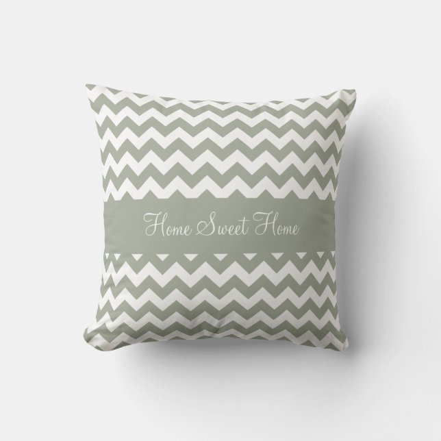 Coussin Desert Sage Greenish Grey Chevron (Recto)