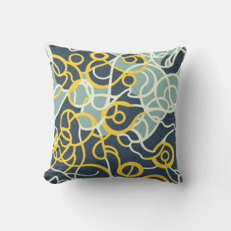 Coussin Design Abstrait bio gris, vert et jaune