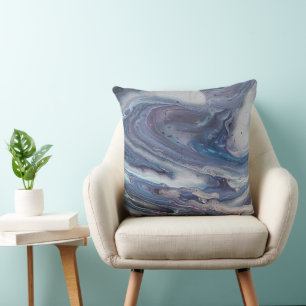 Coussin Design abstrait Gris, Bleu, Violet