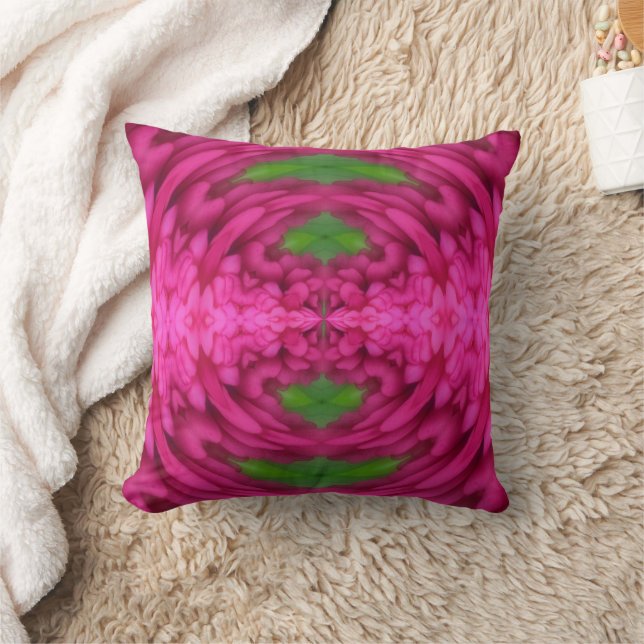 Coussin Design Abstrait Rose Et Vert (Couverture)