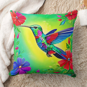 Coussin Design artistique des colibris floraux