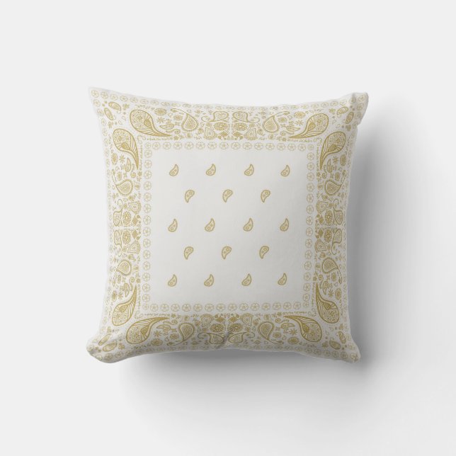 Coussin Design blanc et Gold Pailsey (Recto)