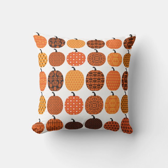 Coussin Design Citrouille orange et noir (Recto)