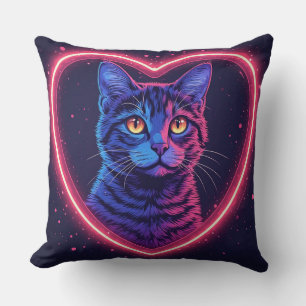 Coussin Design cœur de chat néon – Douceur féline lumineus