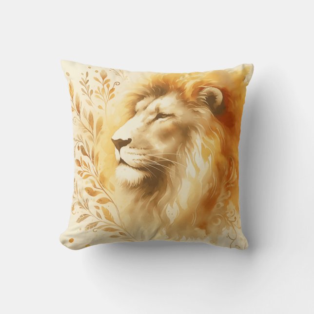 Coussin Design d'aquarelle de Lion Majestic (Recto)