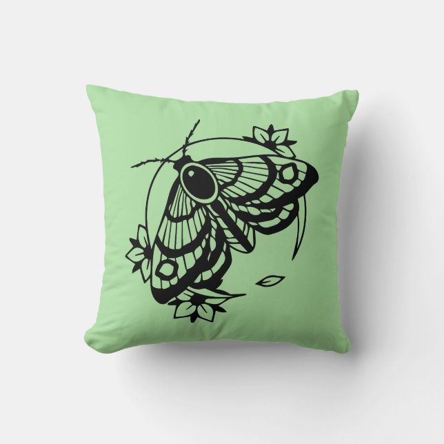 Coussin Design d'art minimal en ligne de papillon (Recto)