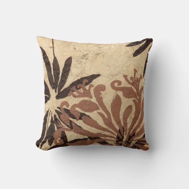 Coussin Design de crayon floral avec Feuilles tawny (Recto)