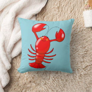 Coussin Design de dessin de homard au homard doux et souri