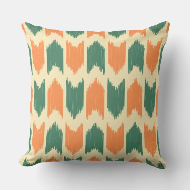 Coussin Design de l'Ikat mignonne dans les couleurs rétro  (Recto)