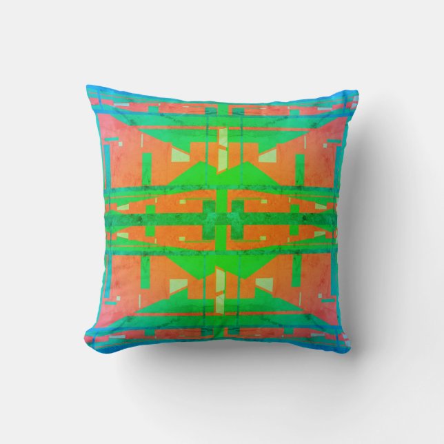 Coussin Design de niveau symétrique bleu foncé vert citron (Recto)