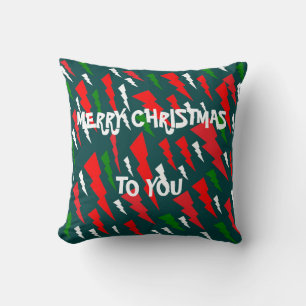 Coussin Design de Noël deux teintes vert plus rouge blanc