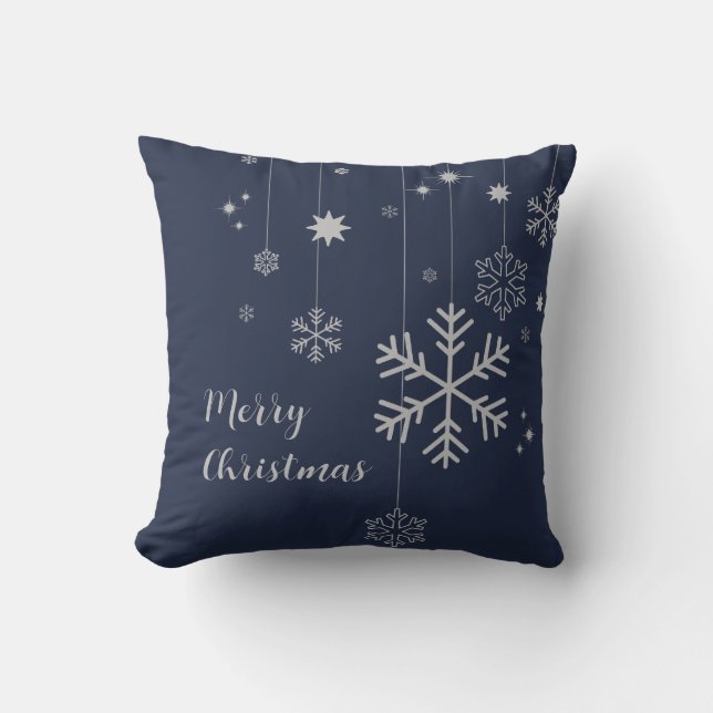 Coussin Design de Noël minimal avec des flocons de neige (Recto)