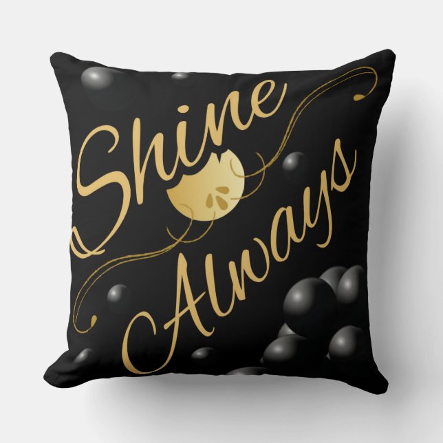 Coussin Design de système solaire en texte doré (Recto)
