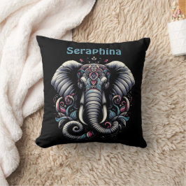 Coussin Design d'éléphant fleuri orné