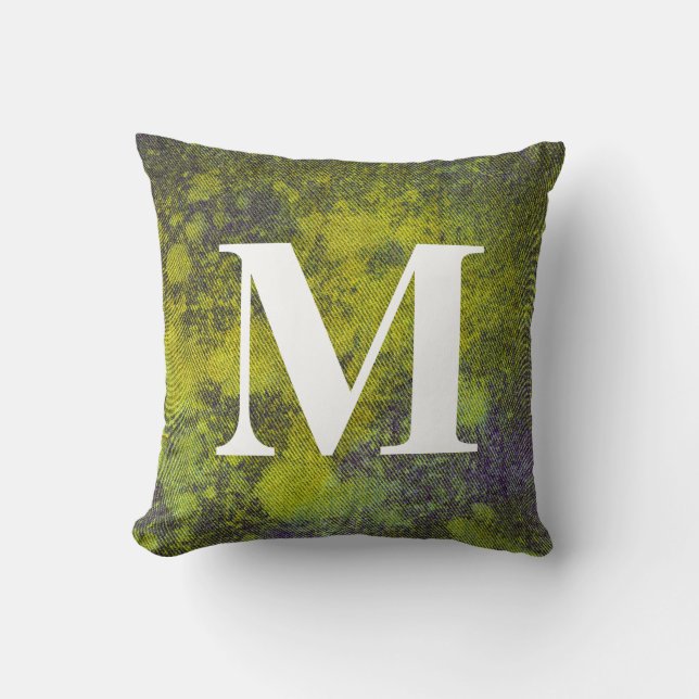 Coussin Design Denim Washed #11 avec Monogramme (Recto)