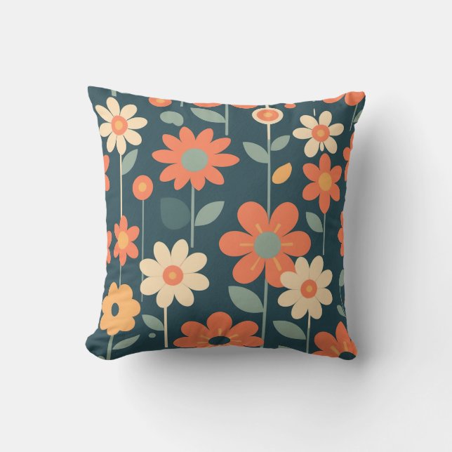 Coussin Design d'illustration florale audacieuse (Recto)