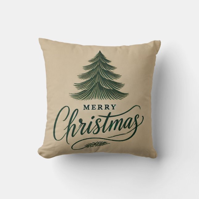 Coussin Design élégant de Noël Joyeux - Arbre Tirée À La M (Recto)