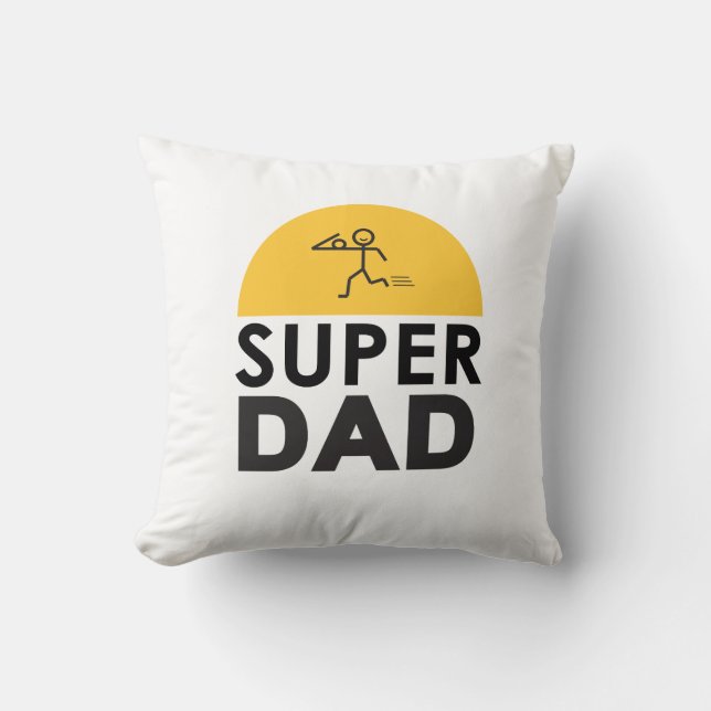 Coussin Design élégant "SUPER DAD" Voeux personnalisés (Recto)