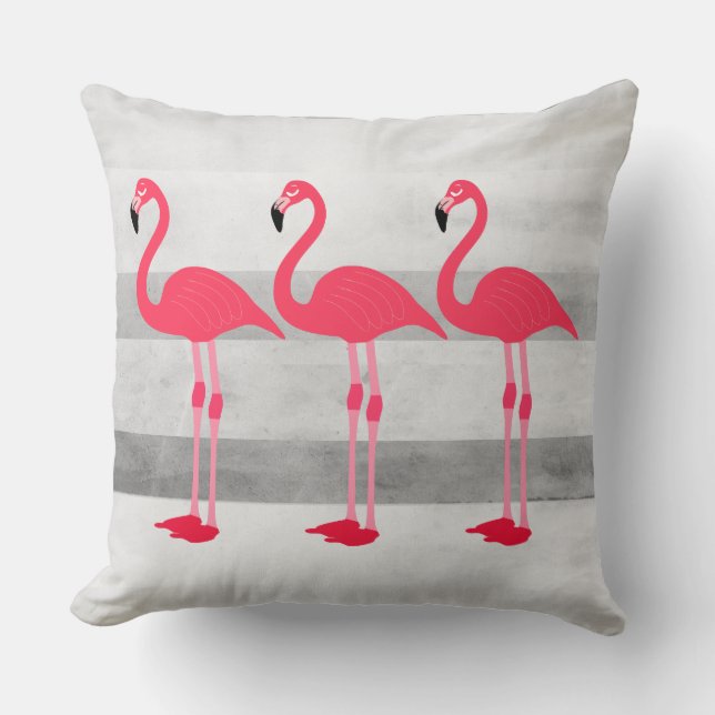 coussin design flamingo rose et gris mignon (Recto)