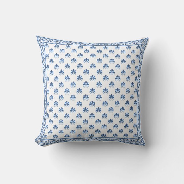 Coussin Design Floral bleu (Recto)