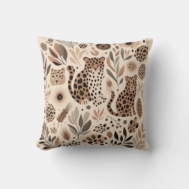 Coussin Design floral chic Leopard pour la maison branchée (Recto)