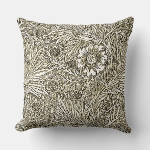 Coussin Design floral complexe en Brown et blanc