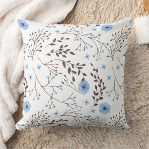 Coussin Design floral en bleu et marron
