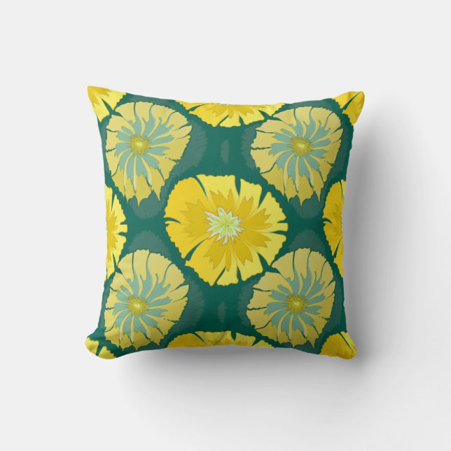 Coussin Design floral jaune et vert (Recto)