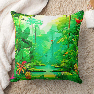 Coussin Design forestier exotique