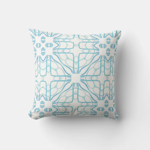 Coussin Design géométrique dans l'eau calme bleu et blanc