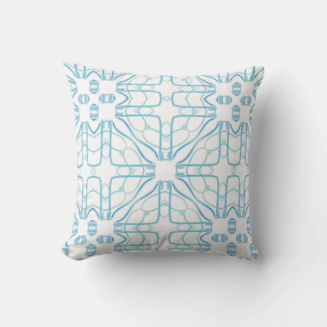 Coussin Design géométrique dans l'eau calme bleu et blanc (Recto)