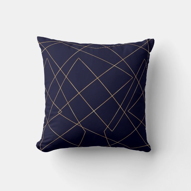 Coussin Design géométrique moderne Blue Gold (Recto)