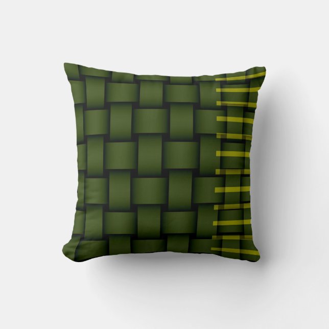 Coussin Design graphique rétrographique à bandes vertes (Recto)