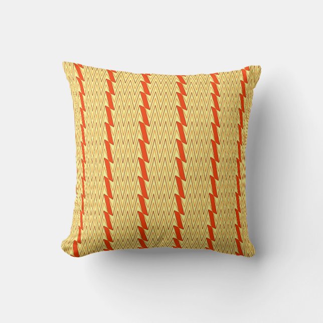 Coussin Design jaune clair et chevron rouille (Recto)