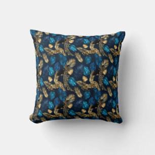 Coussin Design Leopard bleu et or 8