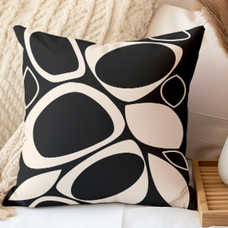 Coussin Design moderne Black Cream Abstrait Motif