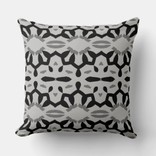Coussin Design moderne en tissu gris noir motif